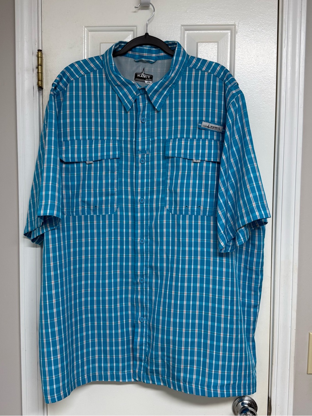 Habitat Teal & White Plaid Short-Sleeve Button-Down Shirt